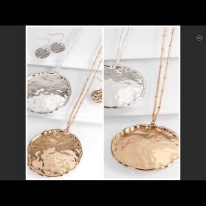 Hammered Round Pendant w/Matching Earrings